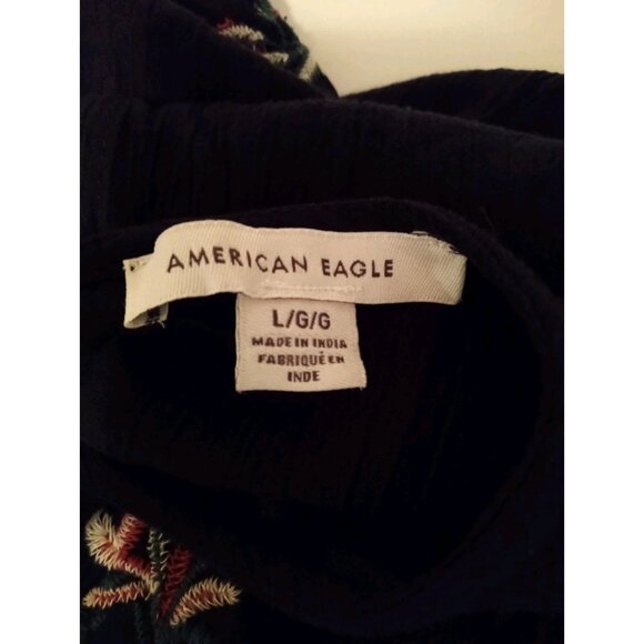 American Eagle Outfitters Black Blouse with Floral Embroidery - Picture 6 of 10